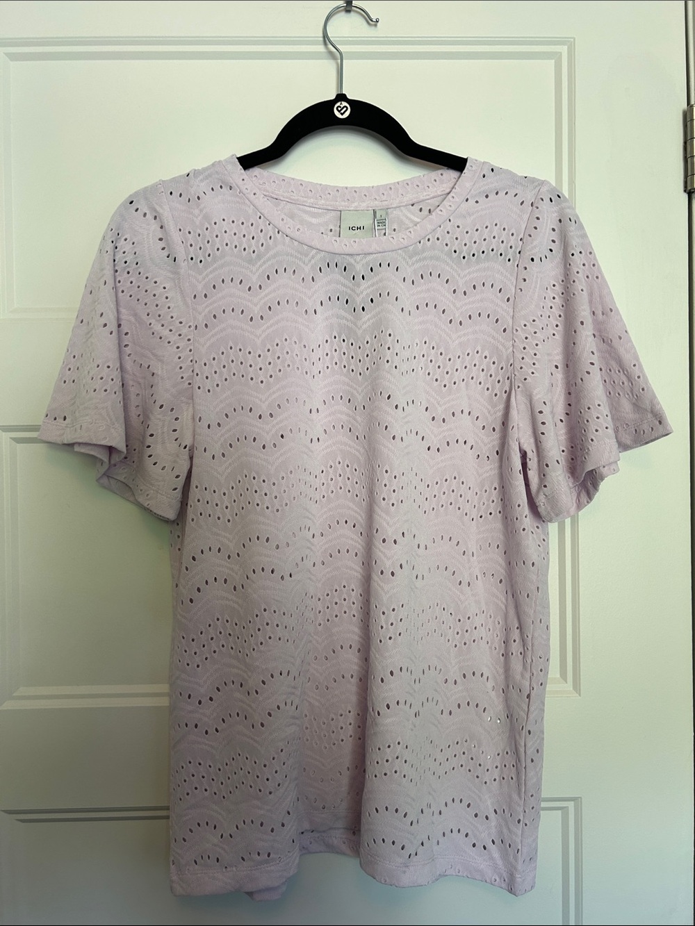 ICHI Lavender Eyelet Short Sleeve Tee